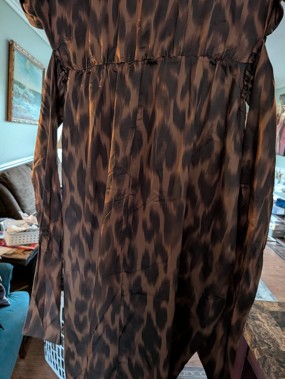 NWT* Betsey Johnson Ruched Button-Down Animal Print Hi Lo Belted Gown Size Small - Picture 14 of 16